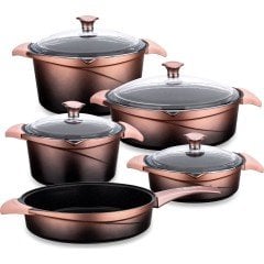 Aryıldız Flipper Rose Gold Siyah 9 Parça Döküm Tencere Set