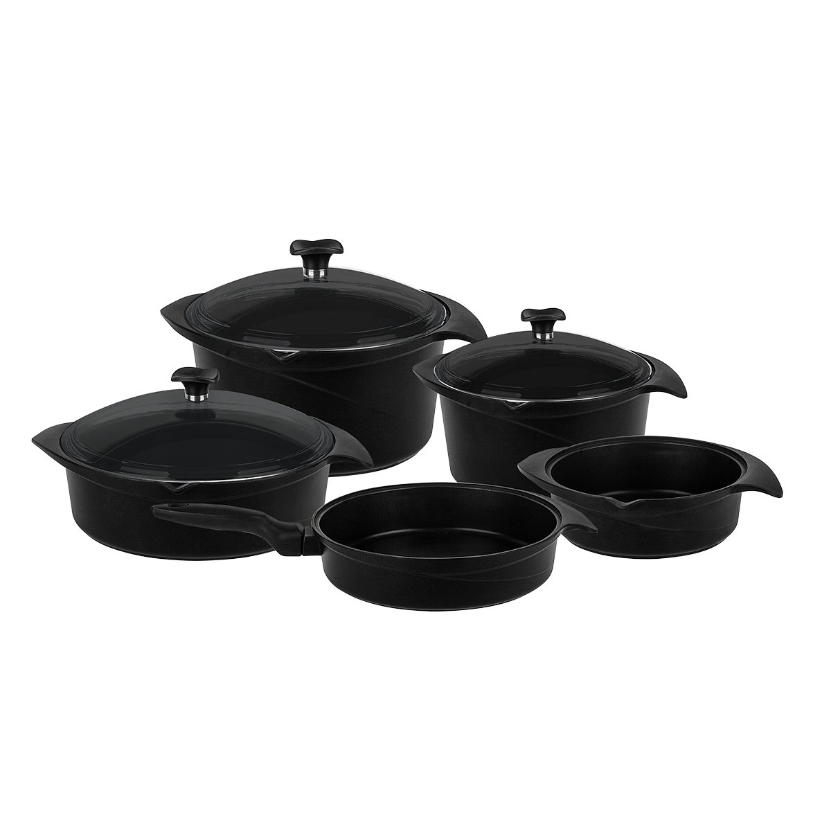 Aryıldız Flipper Siyah 9 Parça Döküm Tencere Set