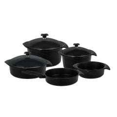 Aryıldız Flipper Siyah 9 Parça Döküm Tencere Set