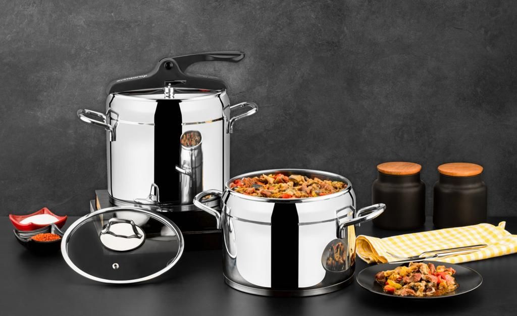Evimsaray Zümrüt Siyah 4+7 Litre Düdüklü Tencere Seti