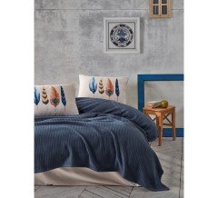 Cotton Box Bond Tek Kişilik Pike Takımı Plumy Indigo
