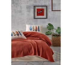 Cotton Box Bond Tek Kişilik Pike Takımı Plumy Kiremit