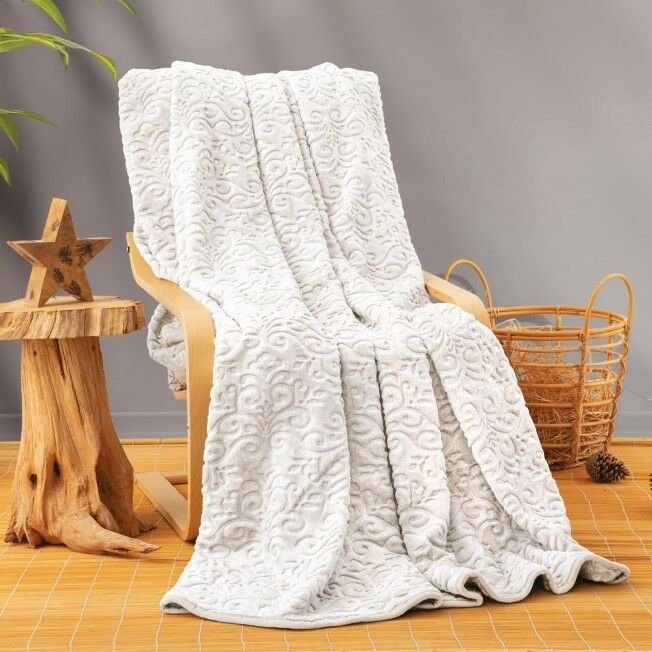 Cotton Box Emboss Çift Kişilik Battaniye Krem