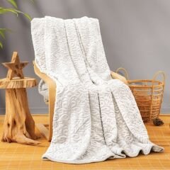 Cotton Box Emboss Çift Kişilik Battaniye Krem