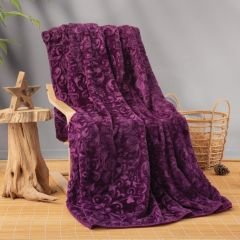 Cotton Box Emboss Çift Kişilik Battaniye Mürdüm