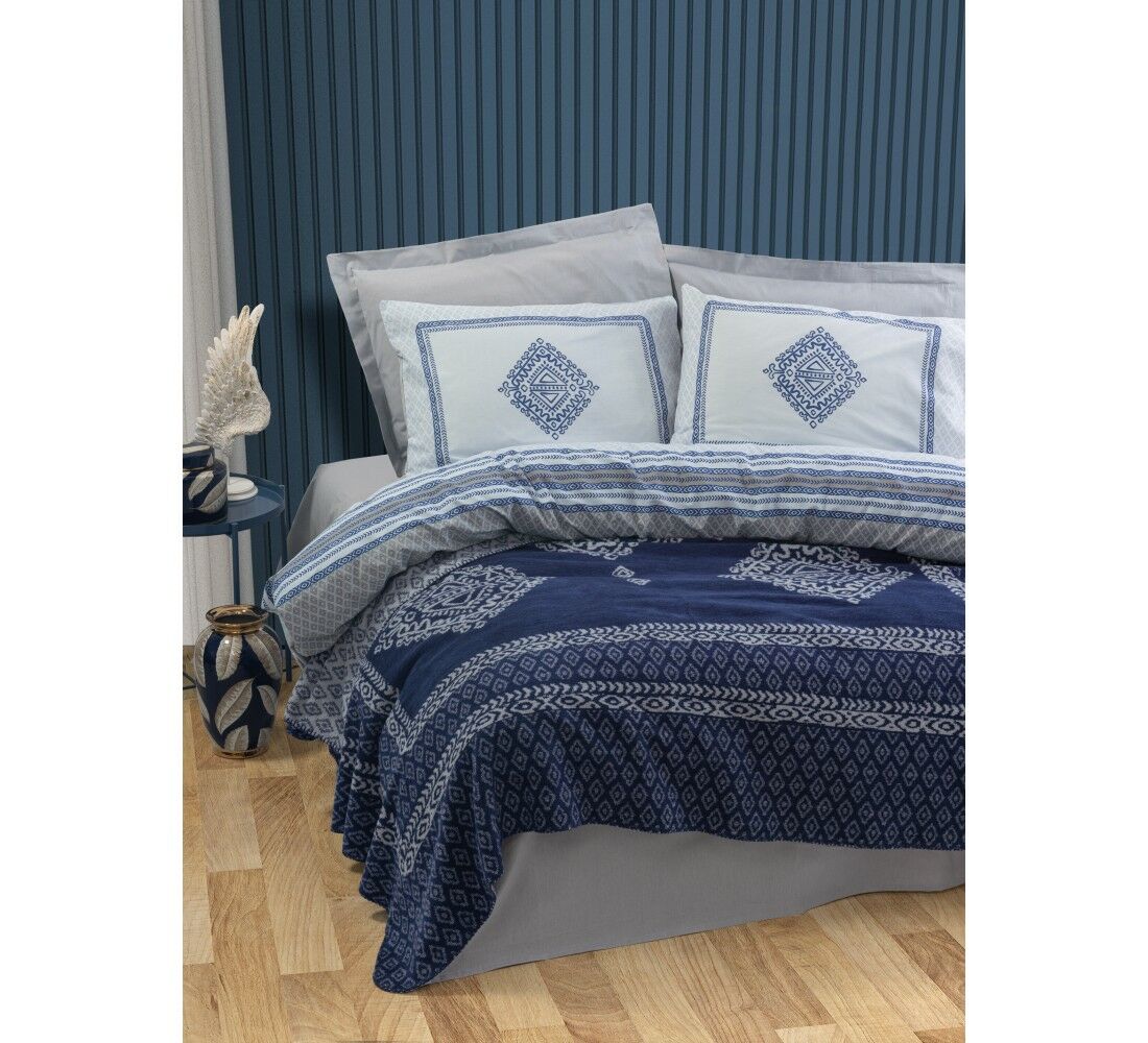 Cotton Box Çift Kişilik Battaniyeli Nevresim Takımı Hardy Gri