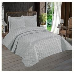 Decoletto Lizbon Çift Kişilik Kadife Yatak Örtüsü Gri