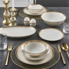 Güral Porselen Camelia 54 Parça 12 Kişilik Yemek Takımı - 6419 Gold