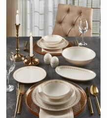 Güral Porselen Camelia 54 Parça 12 Kişilik Yemek Takımı - 64182 Gold
