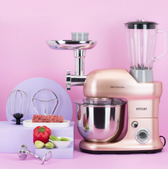 Emsan Bella Gusto Maxi Golden Pink Stand Mikser Mutfak Şefi 1300W 5 Lt (Kıyma Çekme /Sucuk-Sosis/İçli Köfte Aparatlı/Smooth Hazneli)
