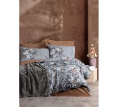Cotton Box Çift Kişilik Trim Battaniyeli Nevresim Takımı Smooth Antrasit
