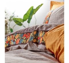 Cotton Box Folk Art Çift Kişilik Nevresim Takımı Vizon