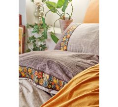 Cotton Box Folk Art Çift Kişilik Nevresim Takımı Vizon