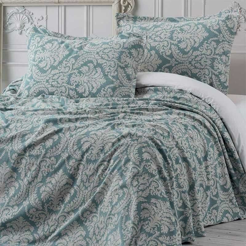 Maxstyle Jakarlı Vintage Mint Yatak Örtüsü Çift Kişilik
