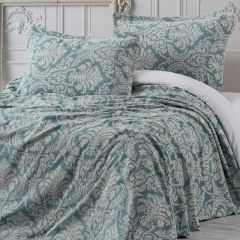Maxstyle Jakarlı Vintage Mint Yatak Örtüsü Çift Kişilik