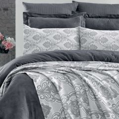 Maxstyle Jakarlı Giza Antrasit Yatak Örtüsü Çift Kişilik