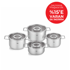 Fissler Pure Collection 8 Parça Cam Kapak Çelik Tencere Seti