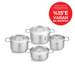 Fissler Pure Collection 8 Parça Metal Kapak Çelik Tencere Seti
